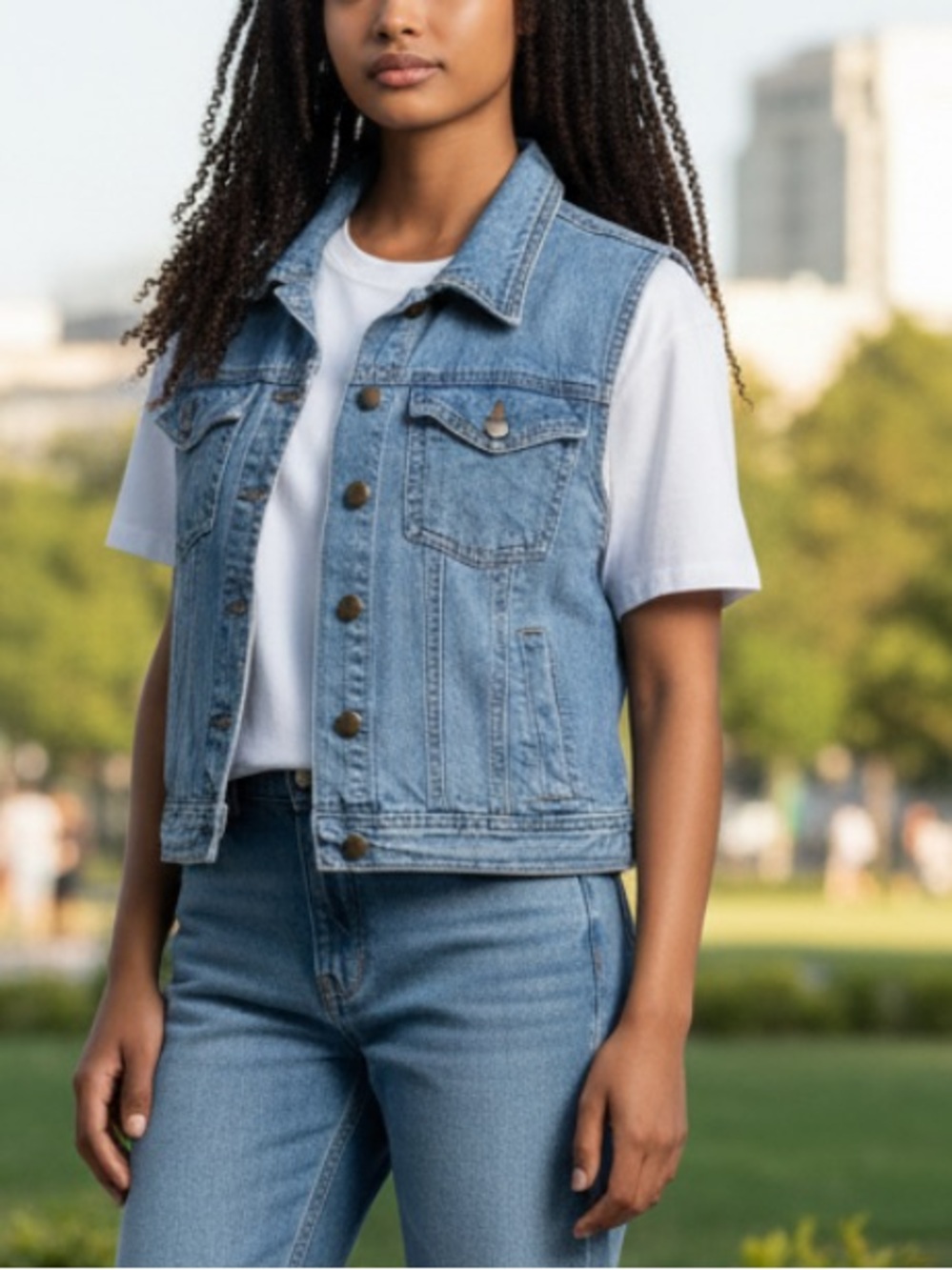 Forever 21 Blue Washed Denim Vest